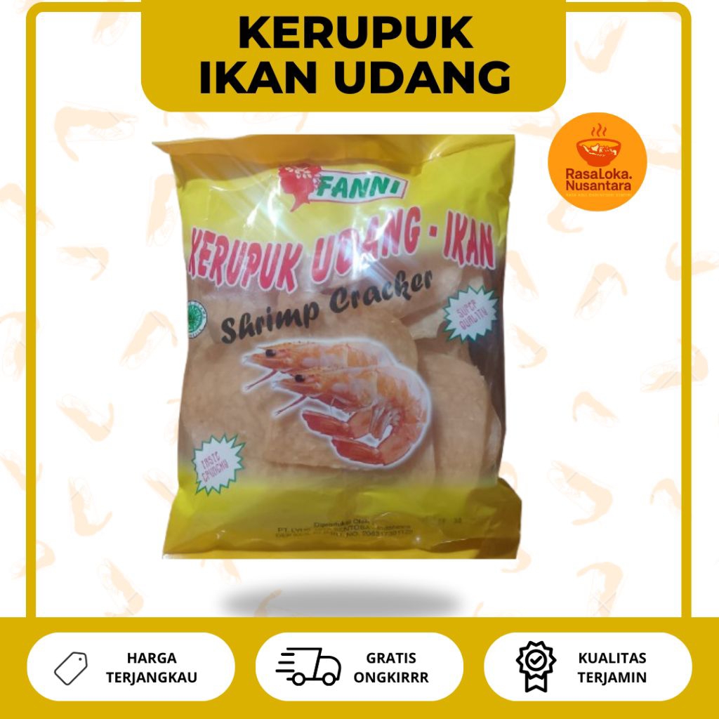 

[ISI 10 PCS] Kerupuk Ikan Udang Kemasan 400 Gram - 1 Karton