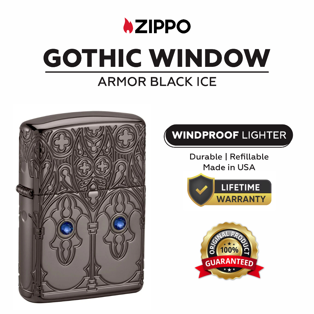 Zippo 46753, Gothic Window Armor Black Ice