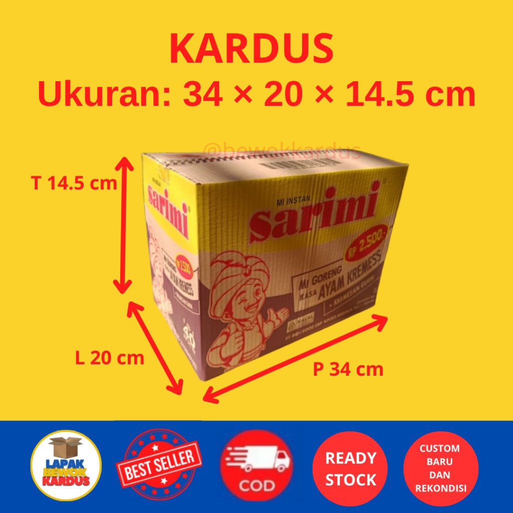 

kardus 34 × 20 × 14.5 cm 1 layer/singgle wall tipis