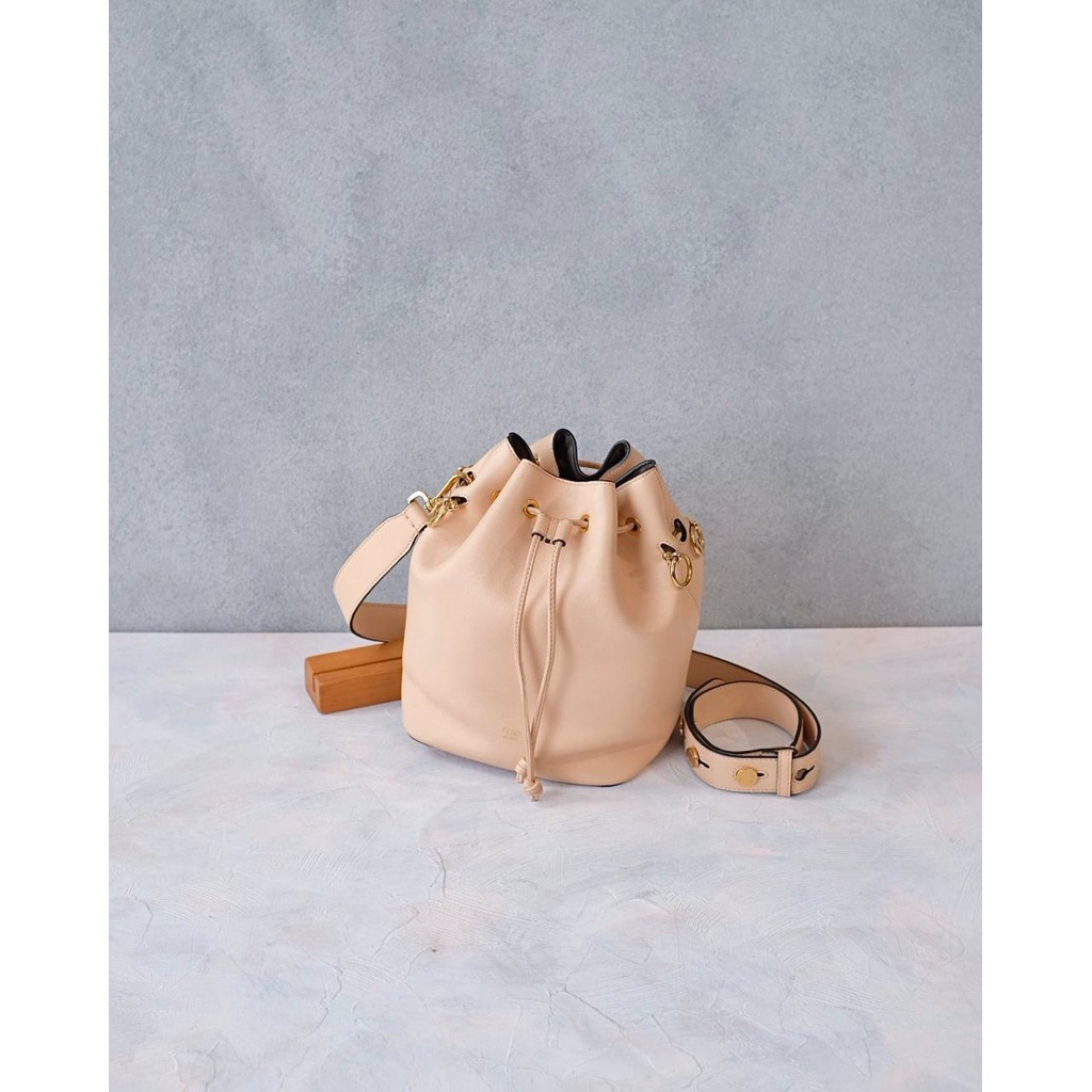 READY  Fendi Small Mon Tresor Bucket Bag in Blush GHW Adjustable strap, Dustbag, Cards, Tag
