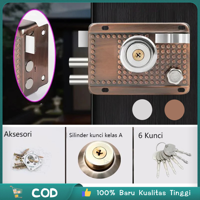 Pengunci Pintu Otomatis Rumah Lidah Tunggal Rumah Pengunci Pintu Retro  Kunci Anti Maling