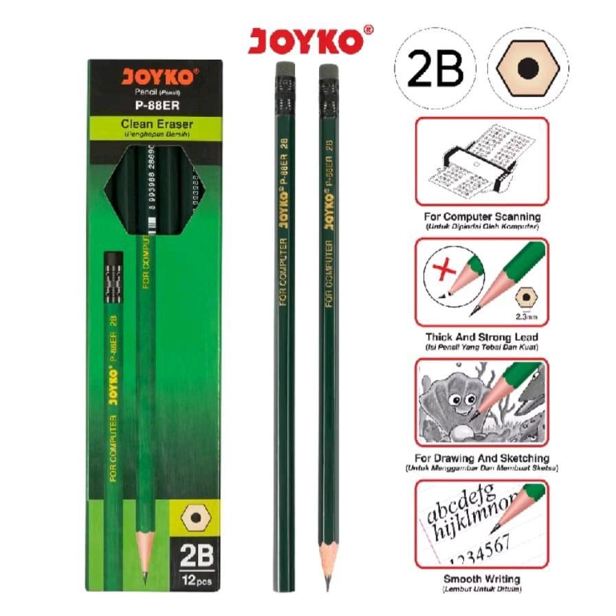 

Pensil Joyko P-88ER 2B Ada Penghapusnya 1PACK isi 12 pcs / Pencil Stationery