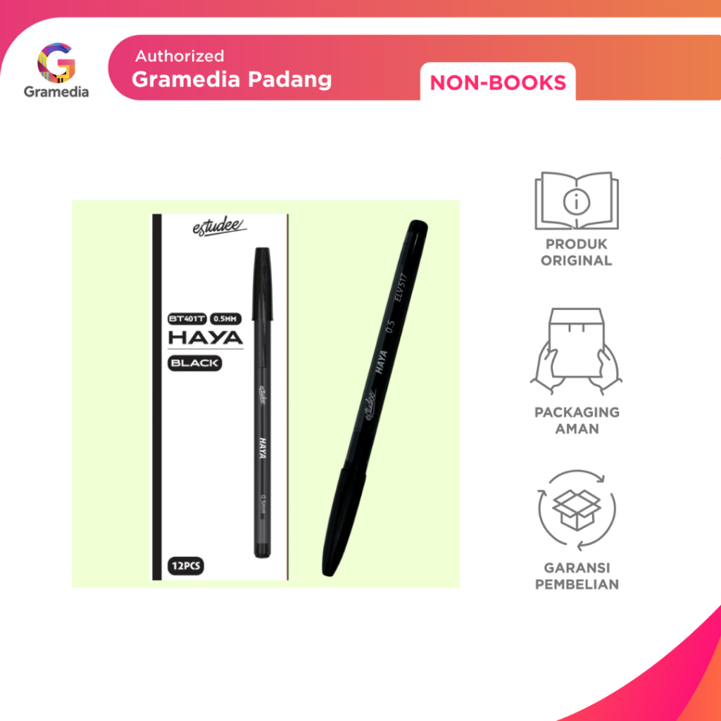 

Gramedia Padang - Pena Estudee Haya Ballpointlv 0.5 Black isi 12