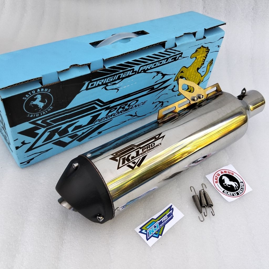 Terbaru Tabung Silincer Knalpot Racing Kj Pro Original Inlet 50mm PNP Untuk Semua Jenis Motor Matic 
