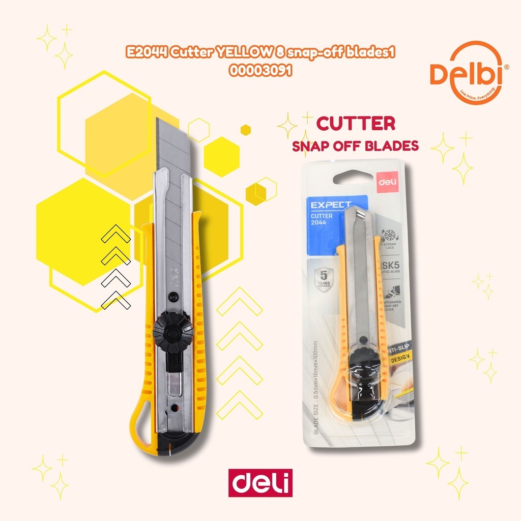 

DELI Cutter YELLOW snap-off blades PISAU CUTTER BESAR