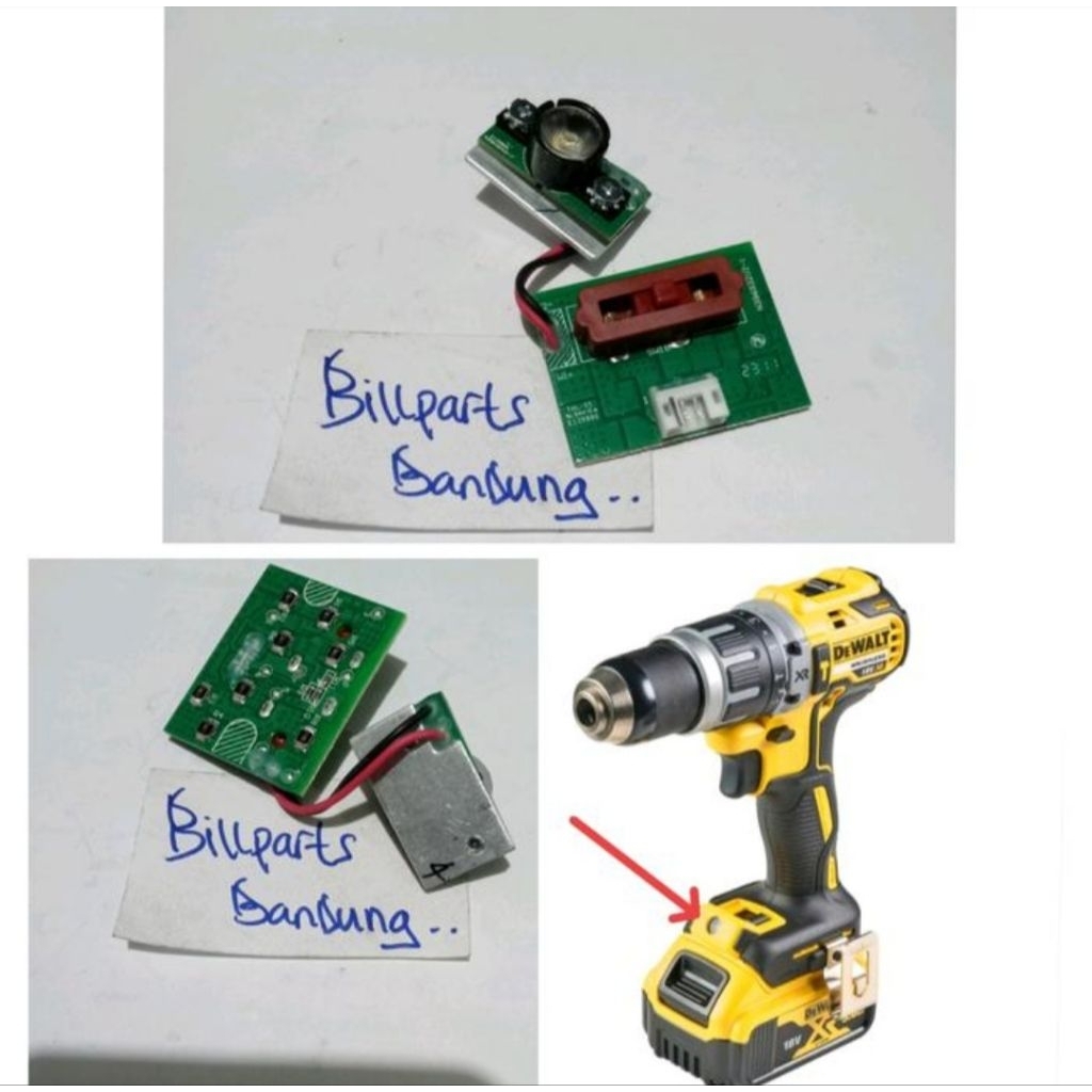 lampu module DCD 796 Dewalt bor baterai codles DCD796 cordles impact drill pcb lamp