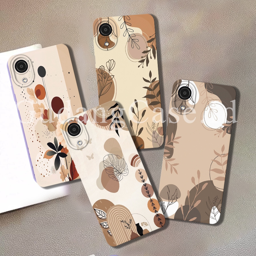 Softcase Samsung A03 Core Case Procamera Motif Bunga Cokelat
