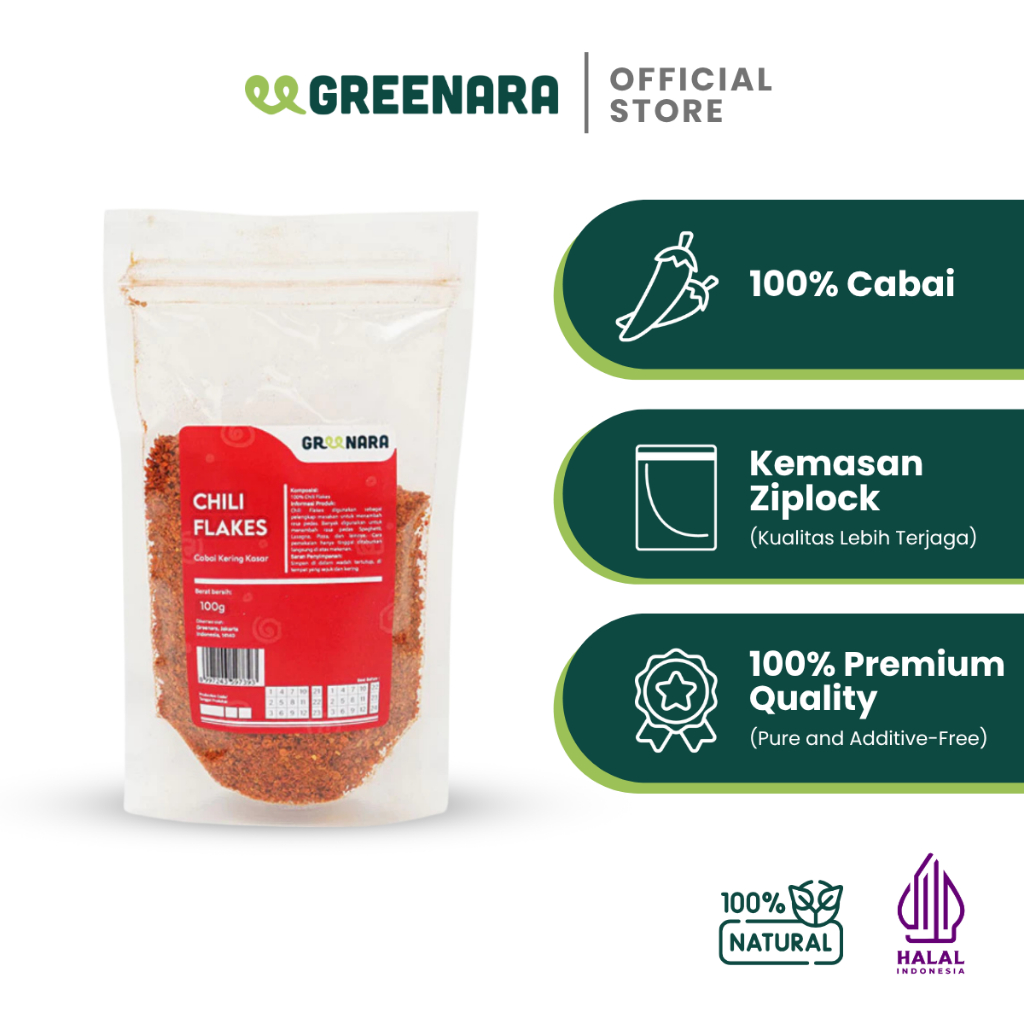 

Greenara - Chili Flakes 100gr / Cabe Kering Kasar 100 gram