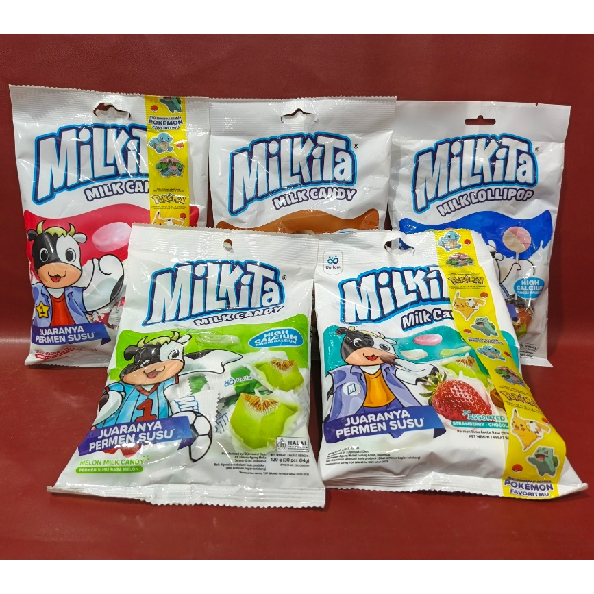 

Milkita Milk Candy Aneka Varian Aneka Rasa - Assorted Mix | Chocolate | Strawberry | Melon | Lollipop Mix | Lollipop OMG | Lollipop CSM