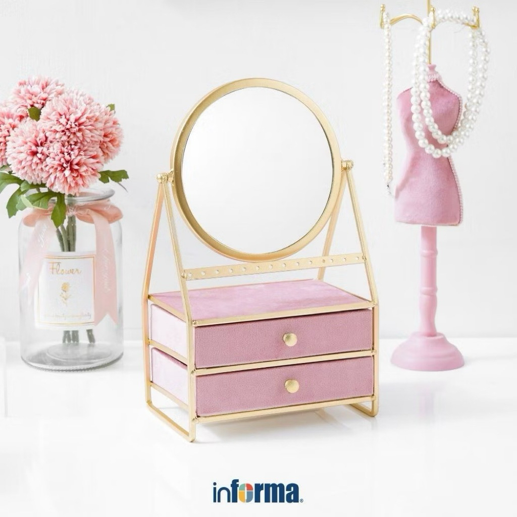 Informa Kotak Perhiasan & Cermin Pink