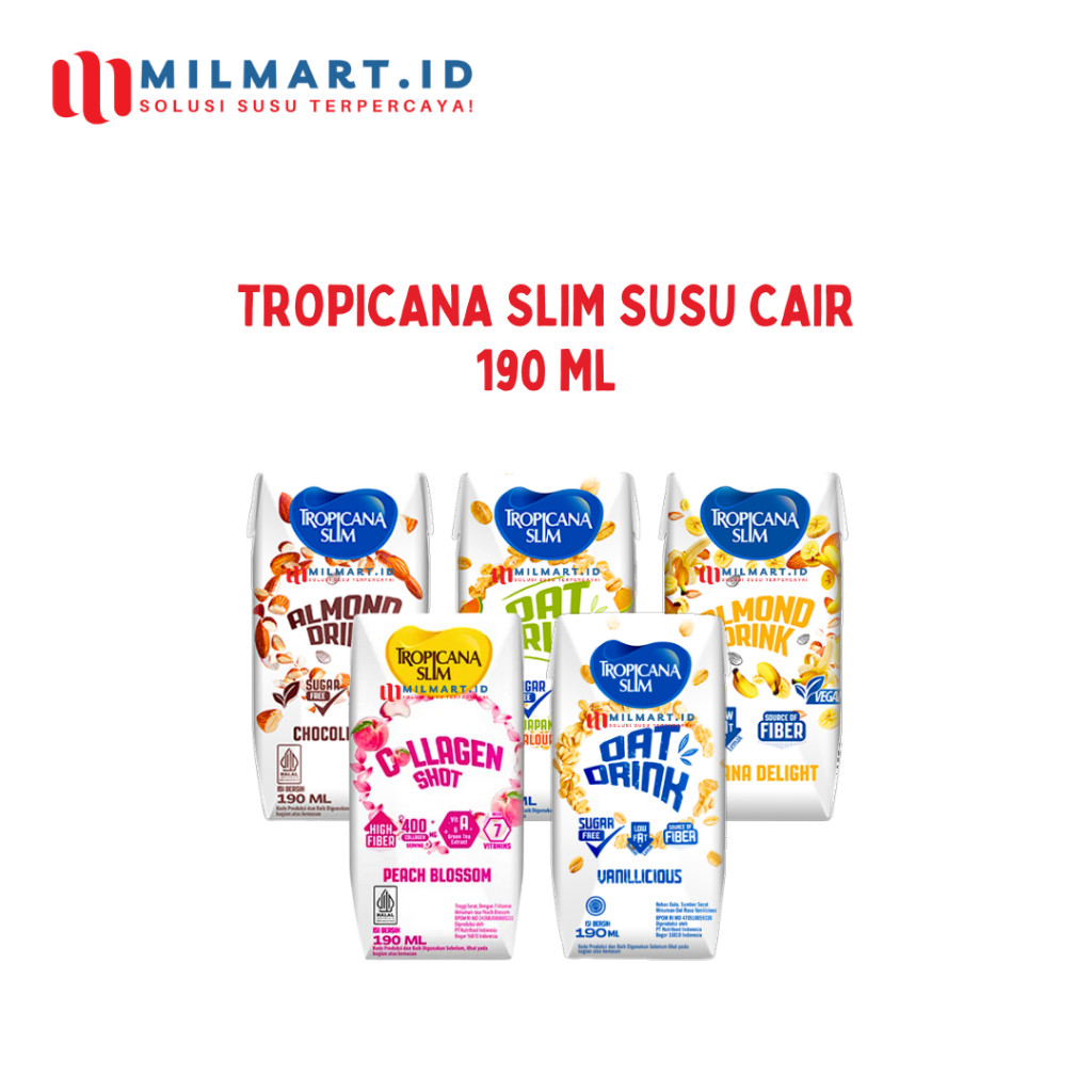 

TROPICANA SLIM OAT DRINK SUSU GANDUM ALMOND MILK SUSU COLLAGEN SUSU PLANT BASED