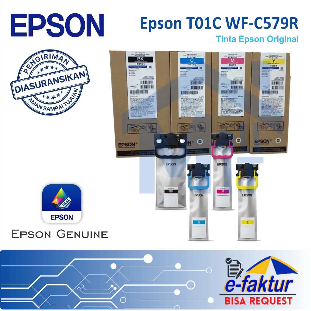 MALLIT EPSON Tinta Catridge EPSON T01C T-01C T 01C WF-C579R WF579R 579R Original