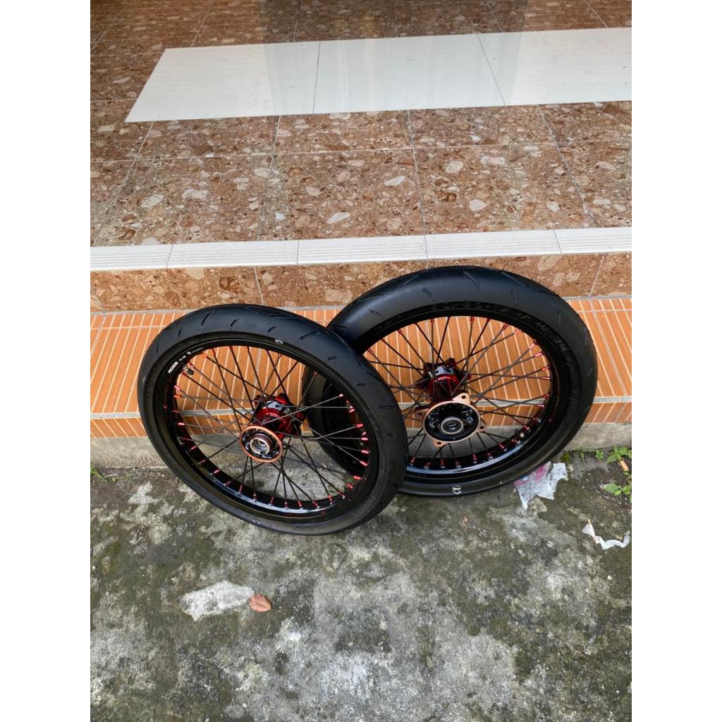 RODA SET SUREX KLX & CRF BAN PRIMAX BARU RING 17 VELG ROSSI UKUR 160/185 PNP D-TRACKER 150