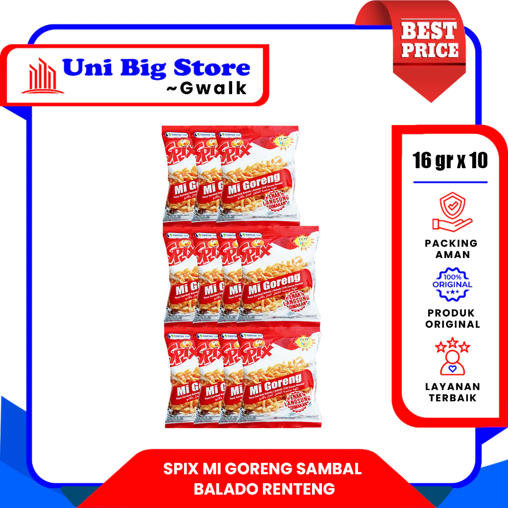 

SPIX MI GORENG SAMBAL BALADO RENTENG - (16 gr x 10 pcs)