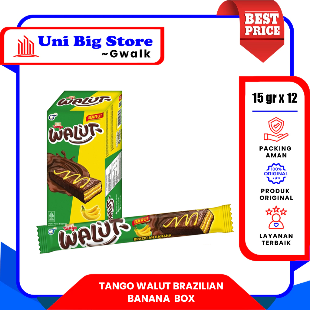 

TANGO WALUT BRAZILIAN BANANA CHOCOLATE WAFER COKLAT BOX - (12 pcs x 15 gr)