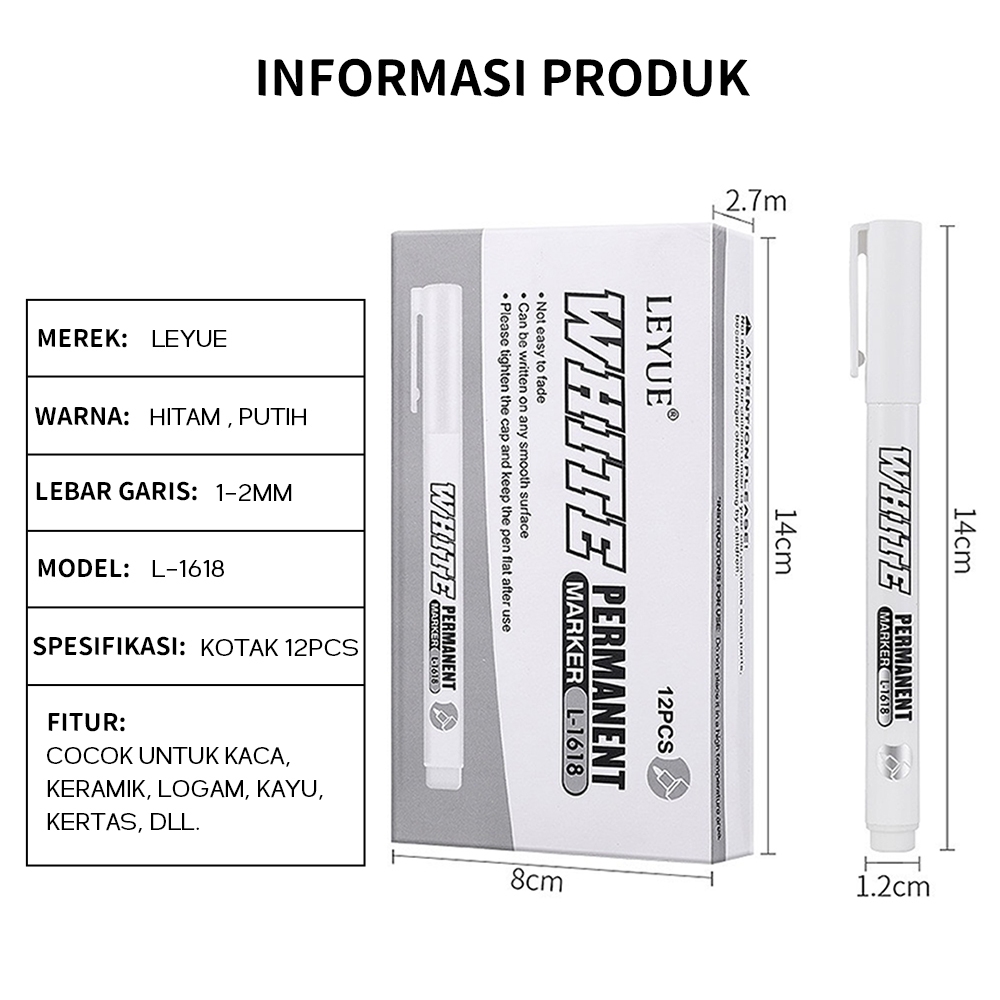 

Ay00! ALTERNOX 12PCS Spidol Putih Cat Permanen Cat Permanen Minyak Cepat Kering Pena Graffiti Tahan