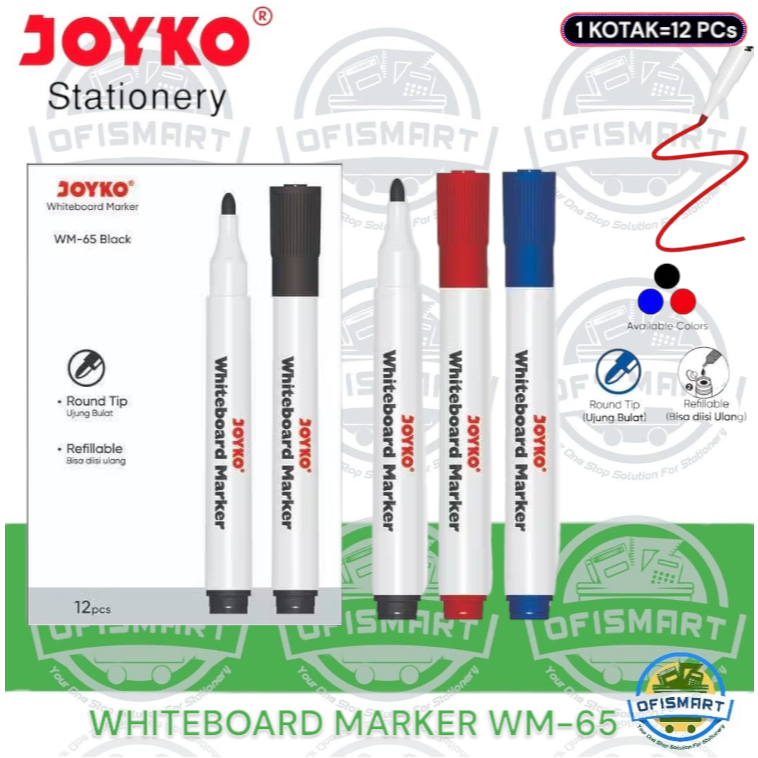 

Joyko Whiteboard Marker Papan Tulis WM-65 Non Permanent | @1Ktk=12 Spidol
