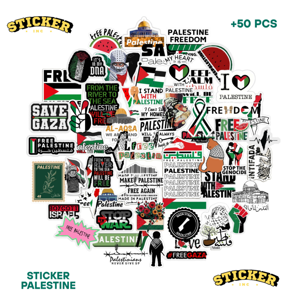 

(50+) Sticker Pack PALESTINE Series - Bahan Vinyl Premium Anti Air Dekorasi Laptop Helm Motor Cermin