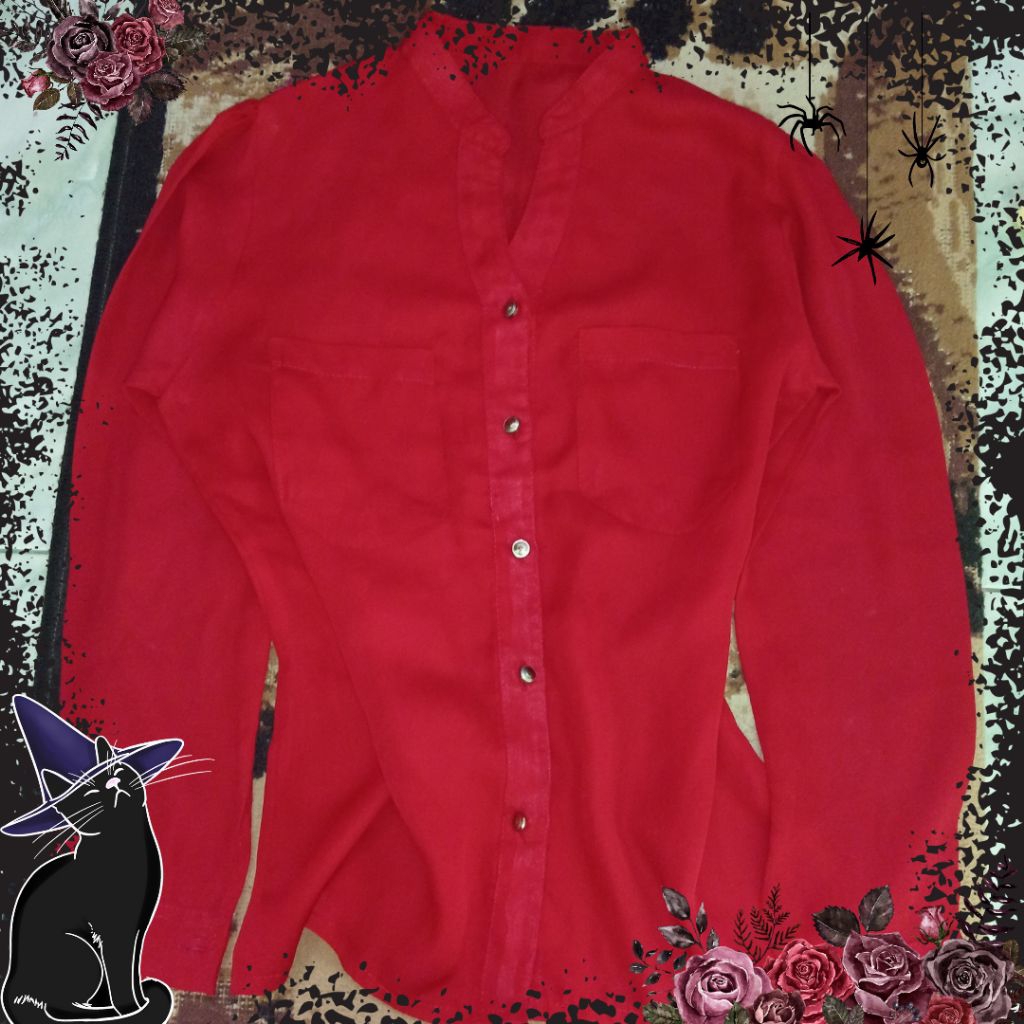 [PRELOVED] kemeja merah polos fitted sheer