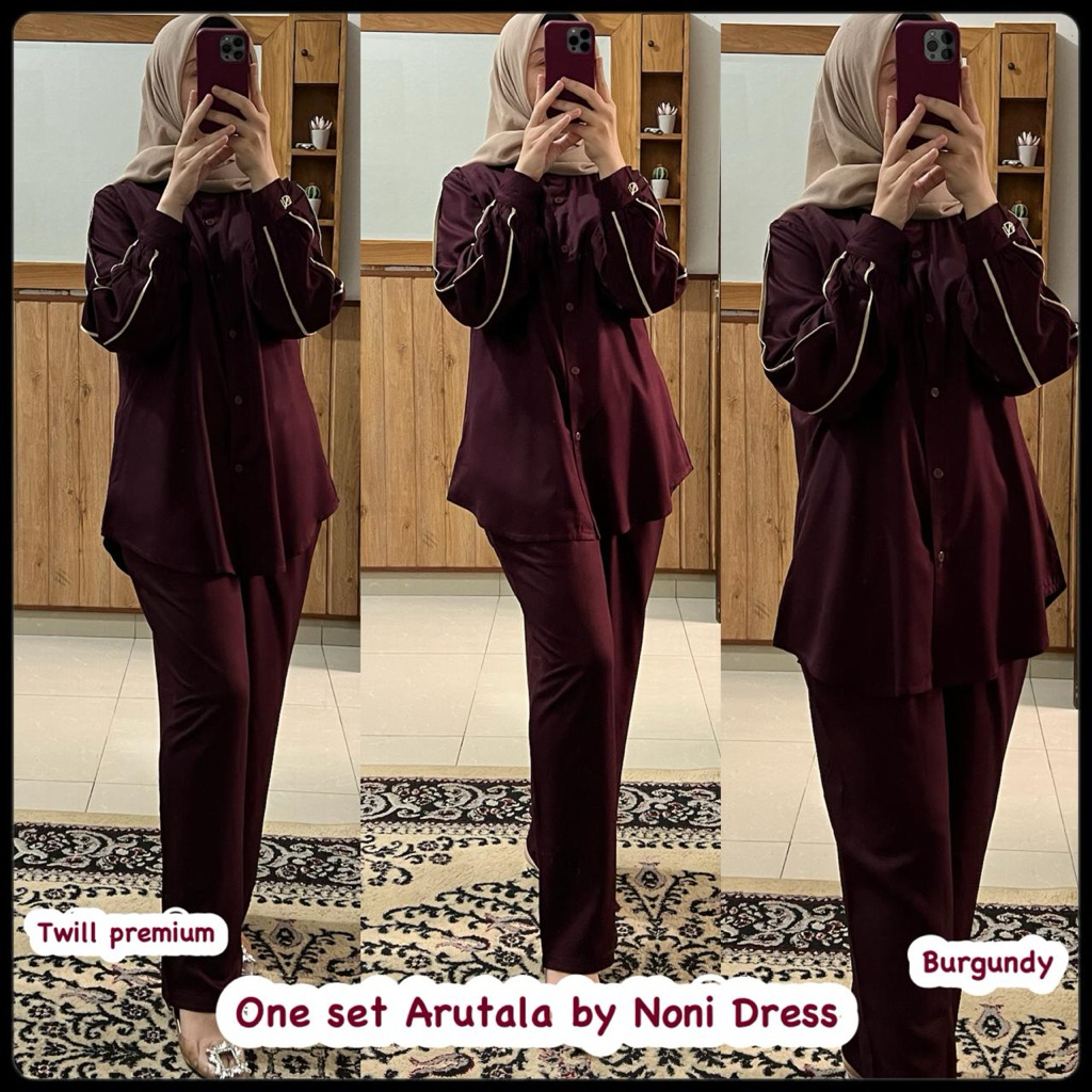 Daster Arab Noni ARUTALA One Set Piyama TWILL Premium By Noni Dress
