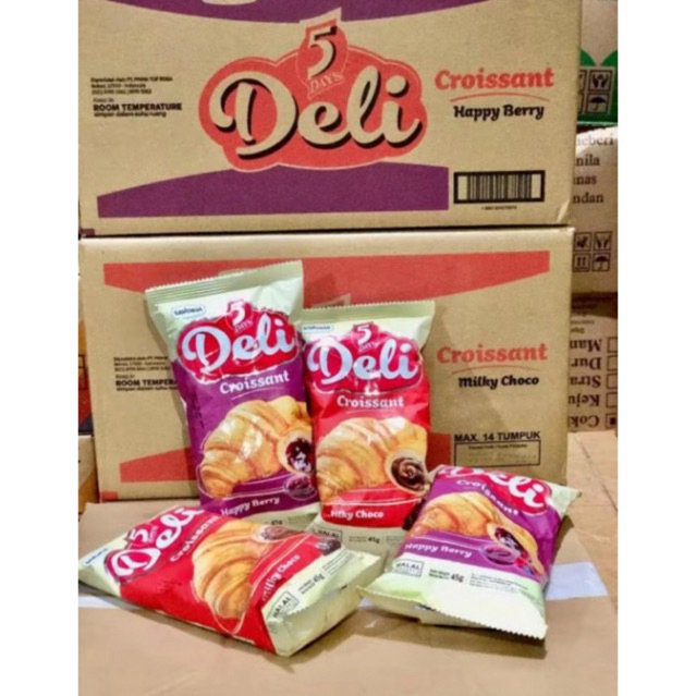 

5 Days DELI Croissant Ecer Roti Kroisan 45gr. rasa Milky Choco
