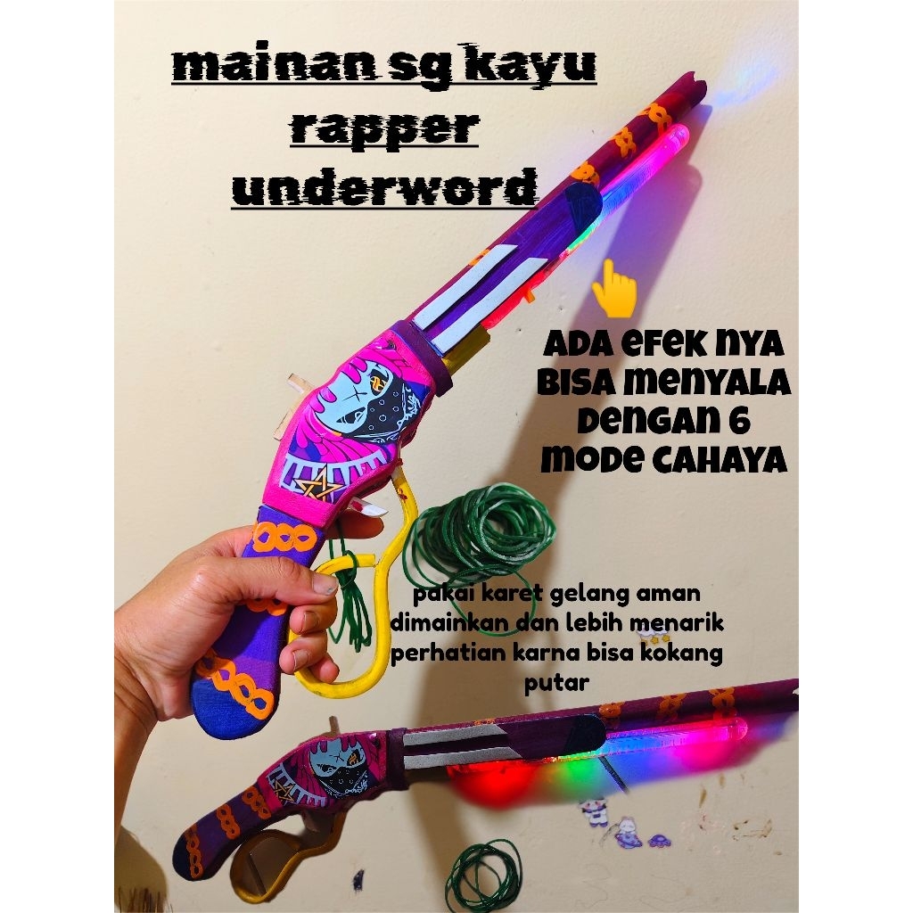 mainan sg kayu rapper lampu led