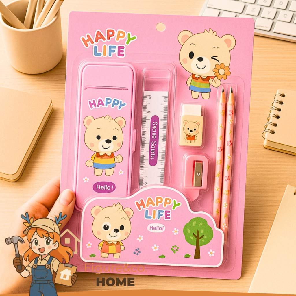 

Figure Maniac - Stationery Set Pouch ATK Set Anak Perlengkapan Sekolah Anak Isi 7 Pcs
