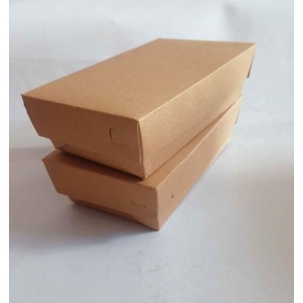 Paper Lunch Box Kraft Ukuran M dan L Okey (20x13 & 18x11)/Kotak Snack dan Makanan