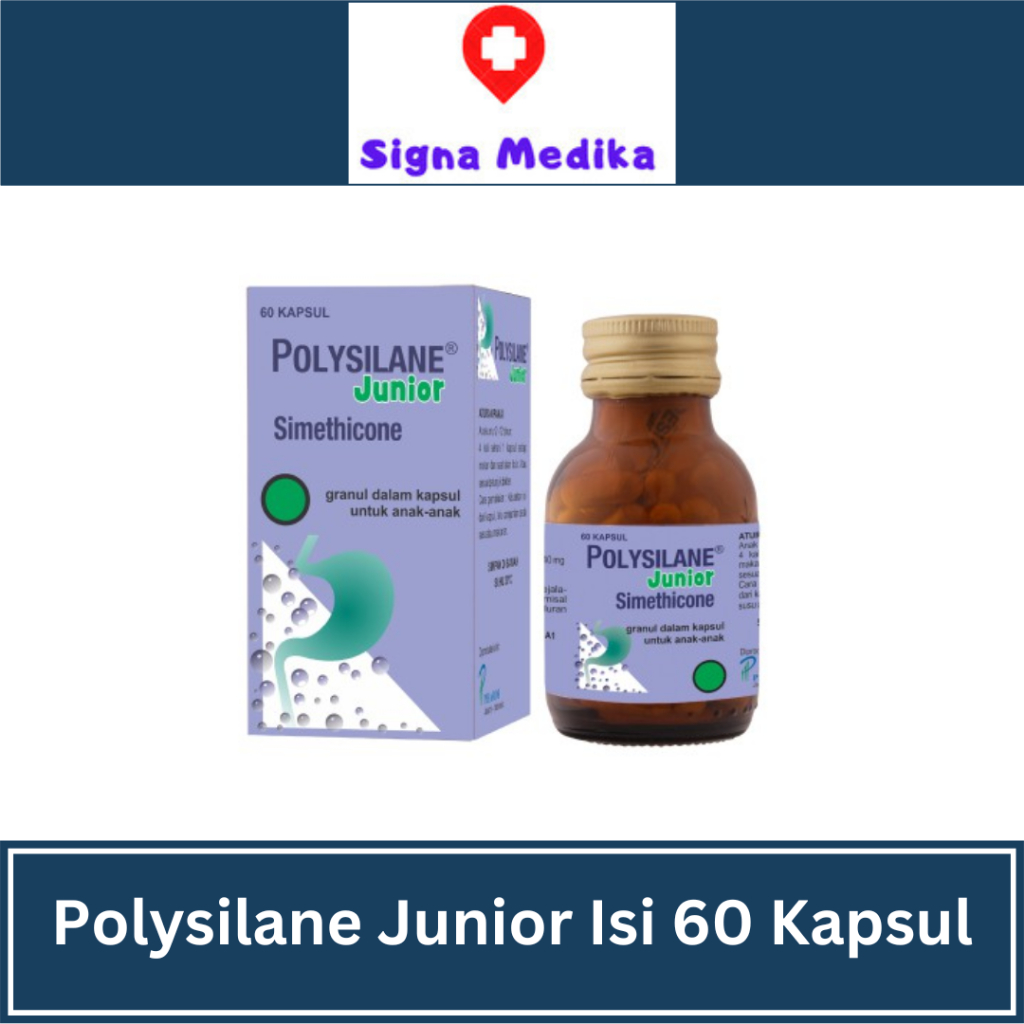Polysilane Junior Botol Isi 60 kapsul - Obat Maag/Kembung Anak Anak