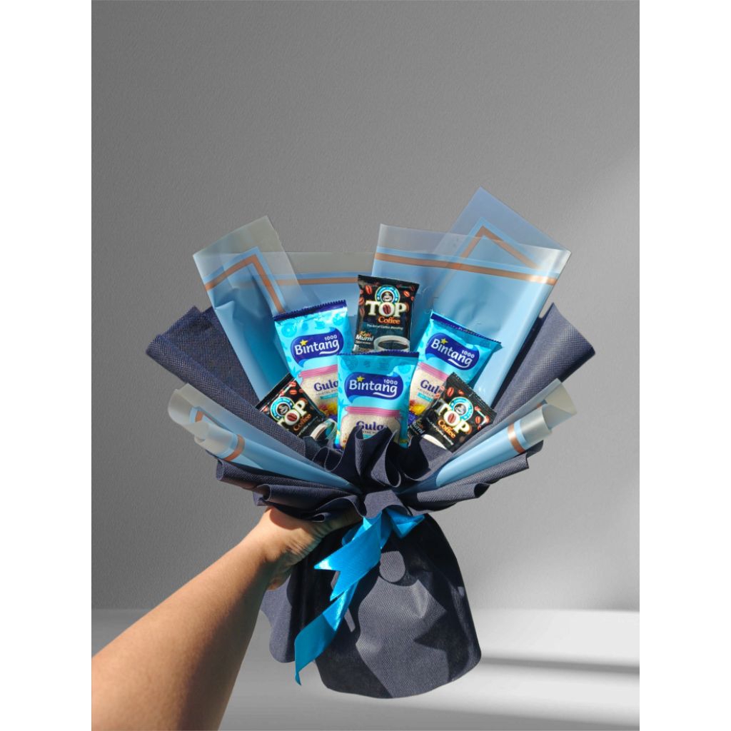 

Buket top kopi mini & gula pasir 35g || buket ukuran medium