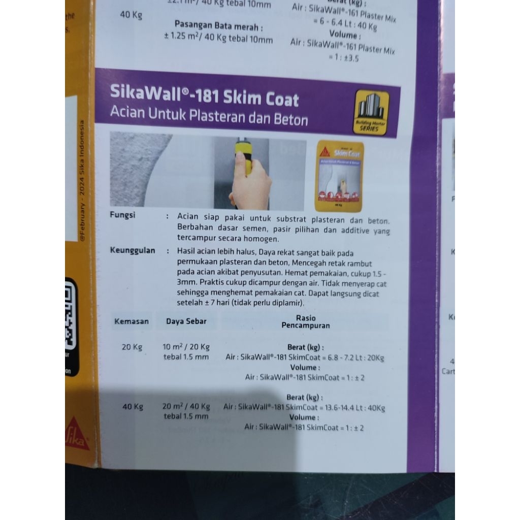 Sika Wall/ Sika 181 Skim Coat 40 kg
