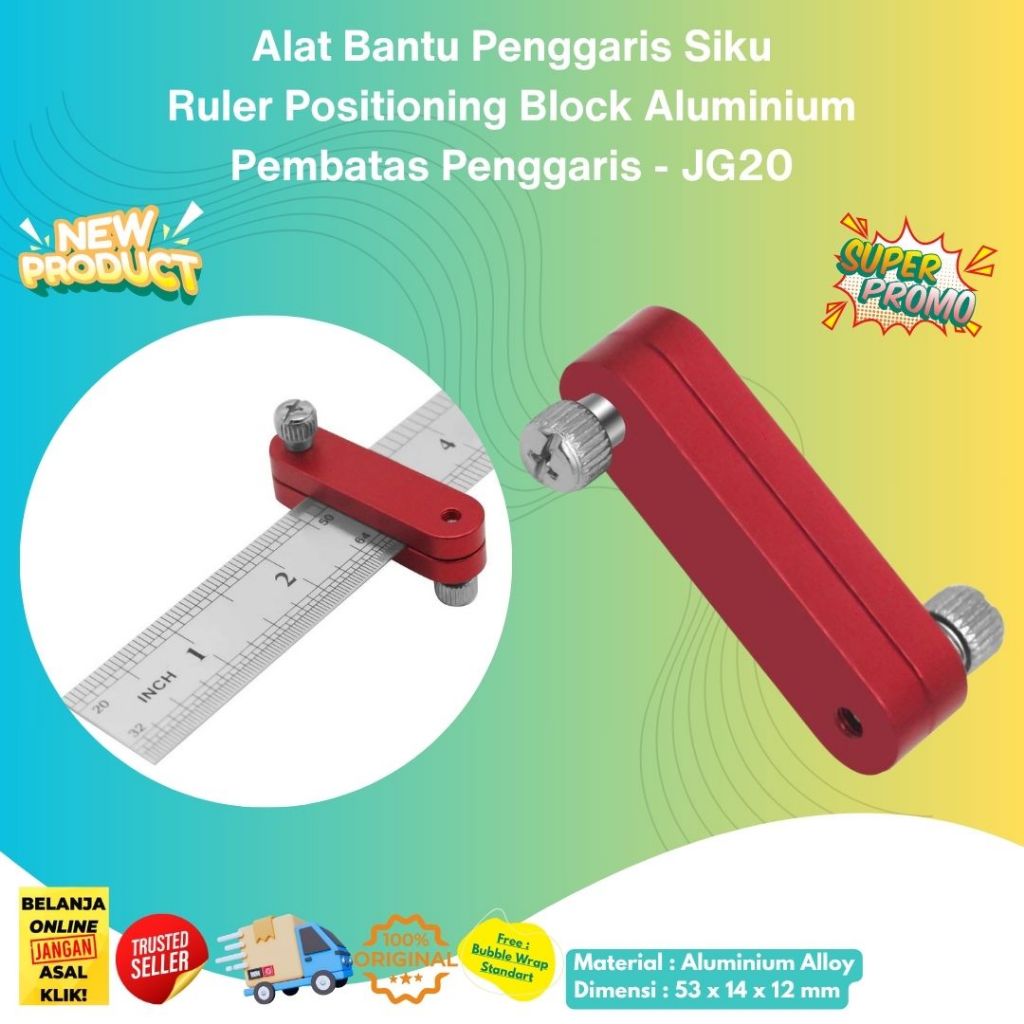

Alat Bantu Penggaris Siku Ruler Positioning Block Aluminium Pembatas Penggaris JG20 Presisi Tanpa Geser