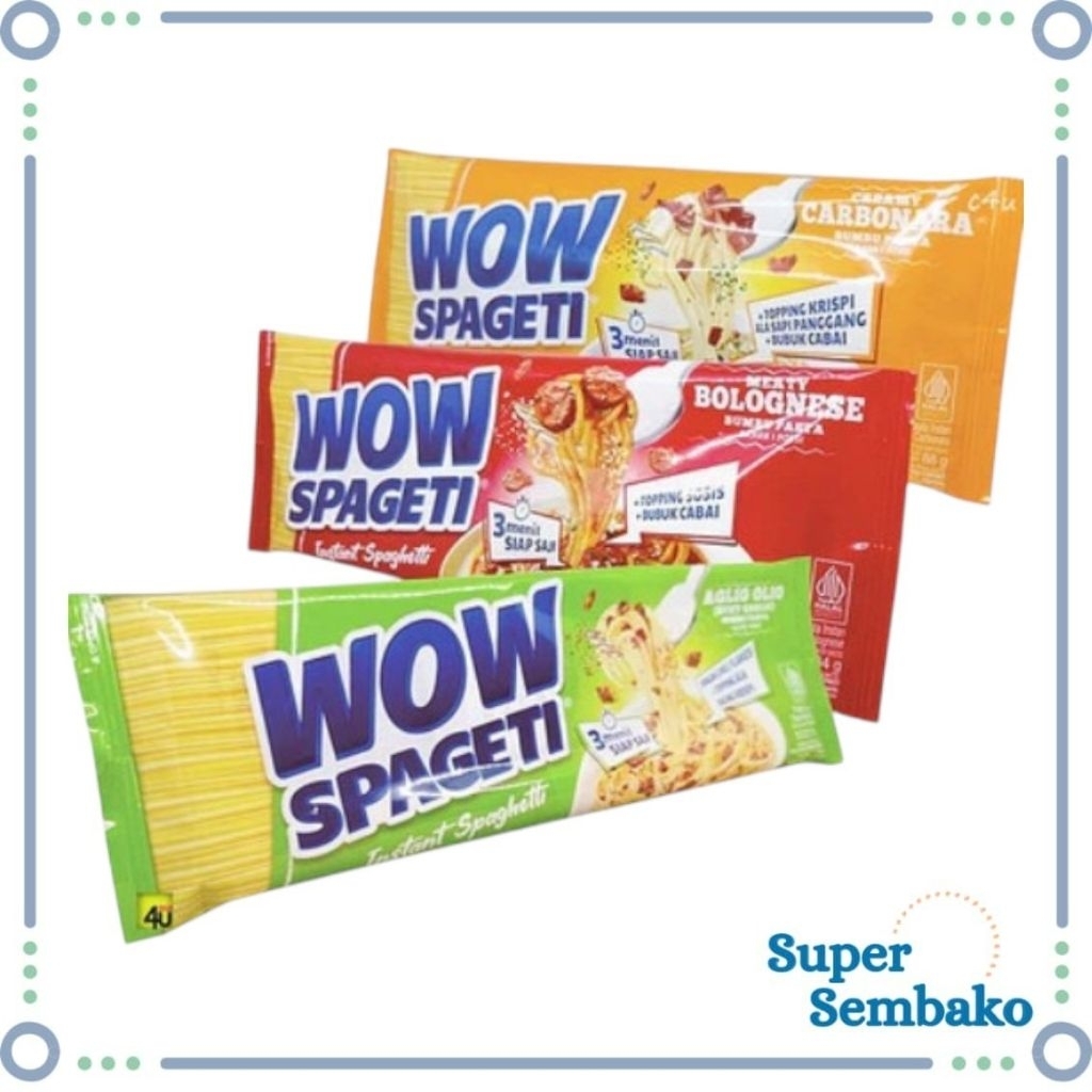 

MI / MIE INSTAN WOW SPAGETI SPAGHETTI CREAMY CARBONARA MEATY BOLOGNESE