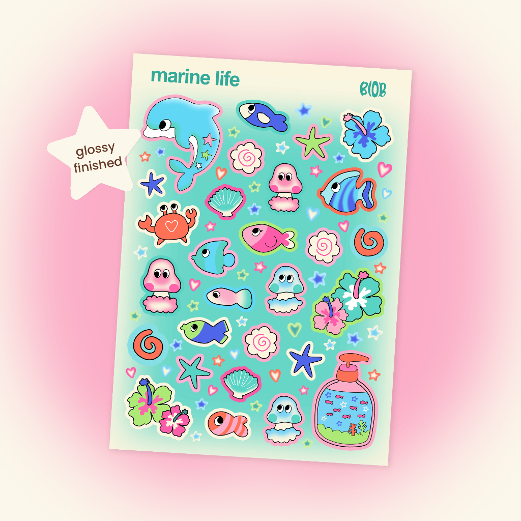 

Marine Life A6 Sticker Sheet
