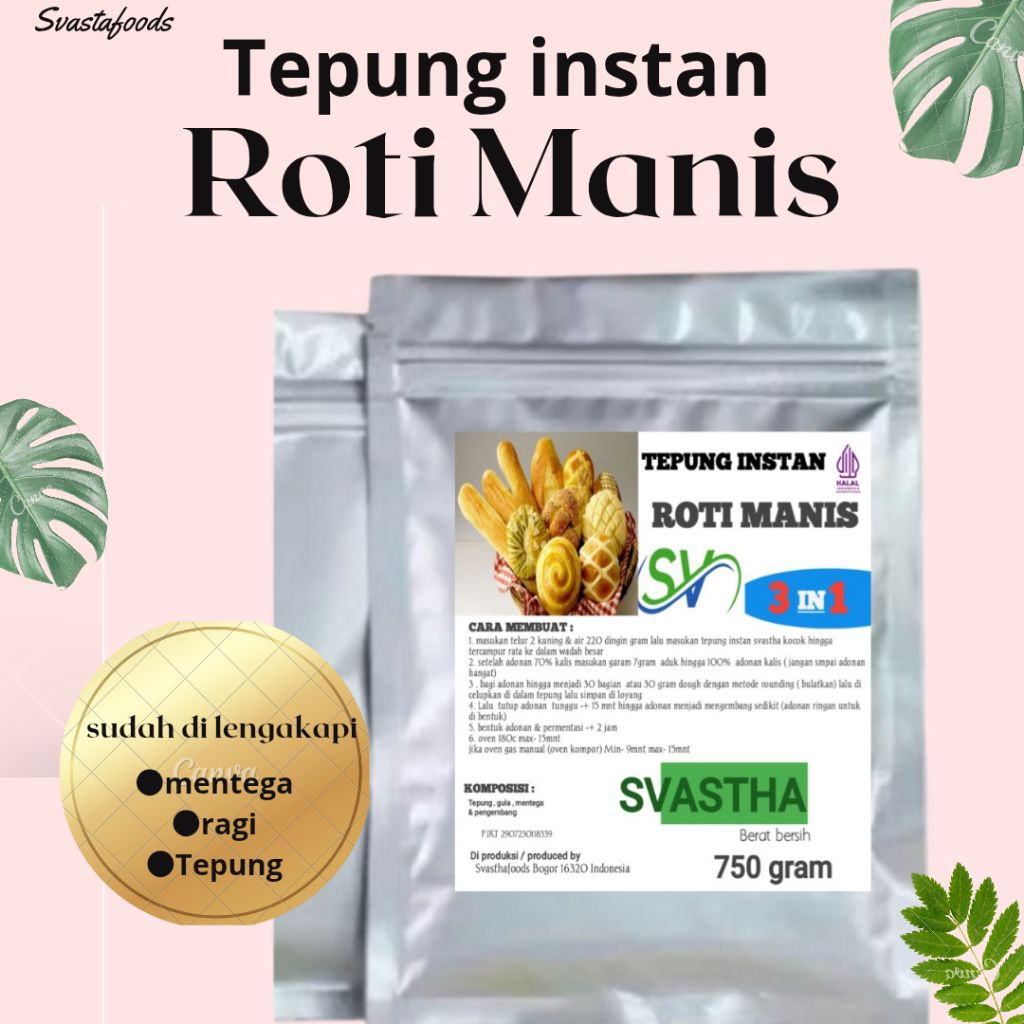 

Svasthafoods Premix Roti Manis Instan Premium 750gram sofh 3in1