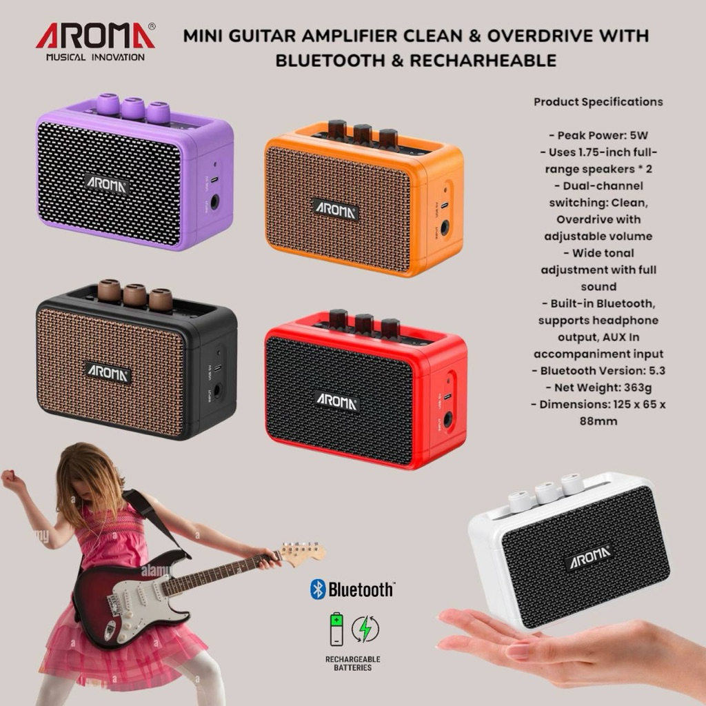 Aroma AG-04 Amplifier Mini Untuk Gitar With Bluetooth