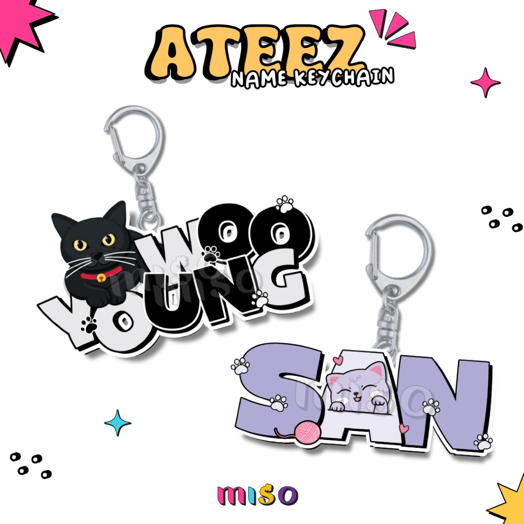 ATEEZ Name Keychain / Keychain Keyring Karakter member Ateez / Ateez Keyring fanmade / Atiny Keyring