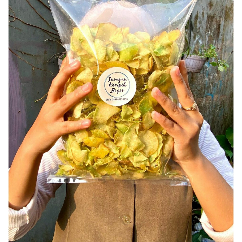 

Keripik Singkong Patahan Rasa rumput laut gurih asin renyah jenis singkong Qtela
