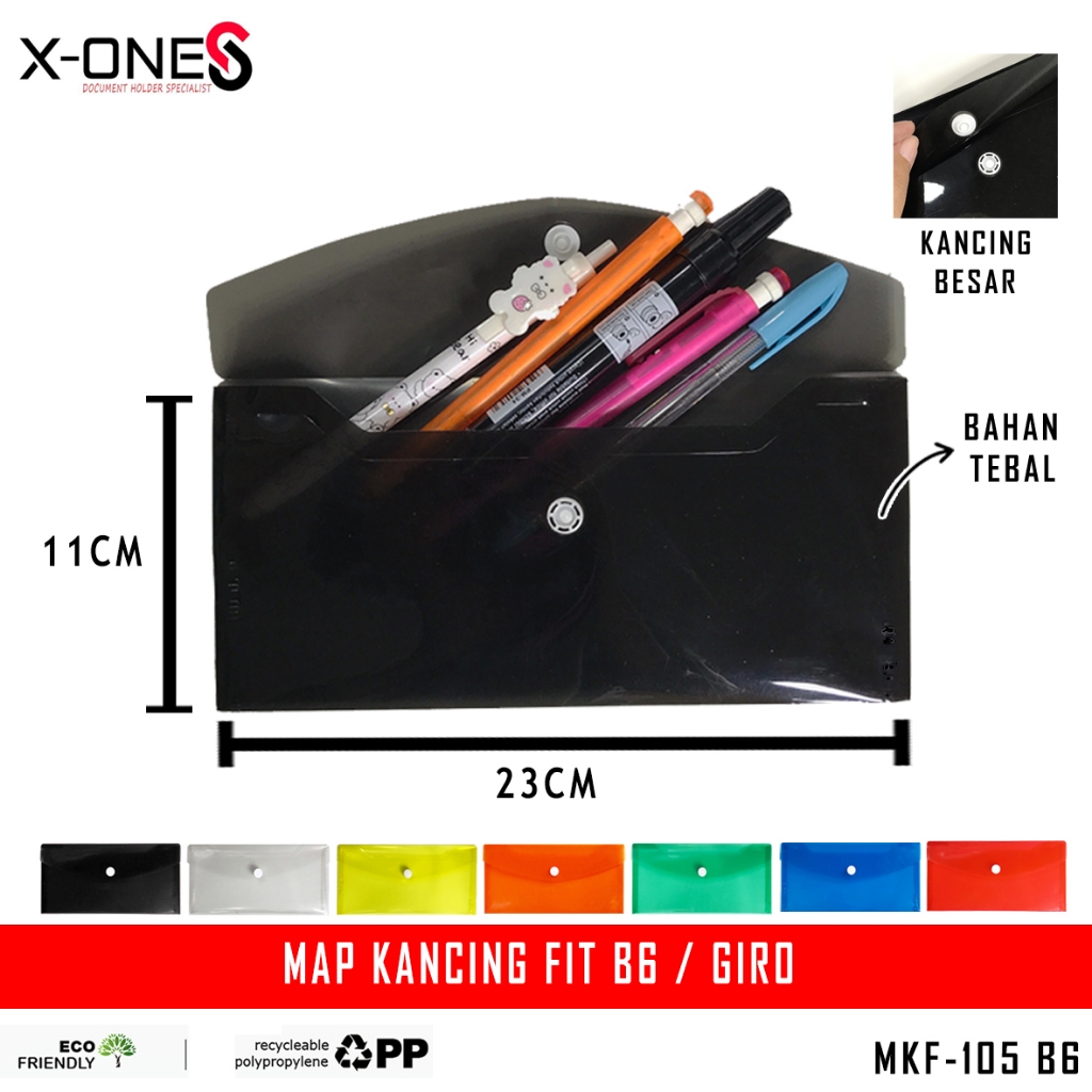 

X-ONE MAP PLASTIK KANCING 1 FIT B6 GIRO TRANSPARAN WARNA SMART POCKET/ MKF-105 B6 (SATUAN)