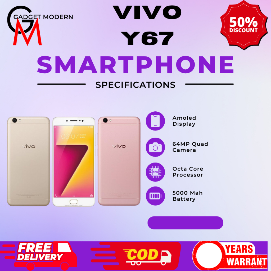 HP VIVO Y67 RAM 6/128GB, Y55 RAM 3/32GB, Y71 RAM 6/128GB, Y66 RAM4/64GB GARANSI 1 TAHUN