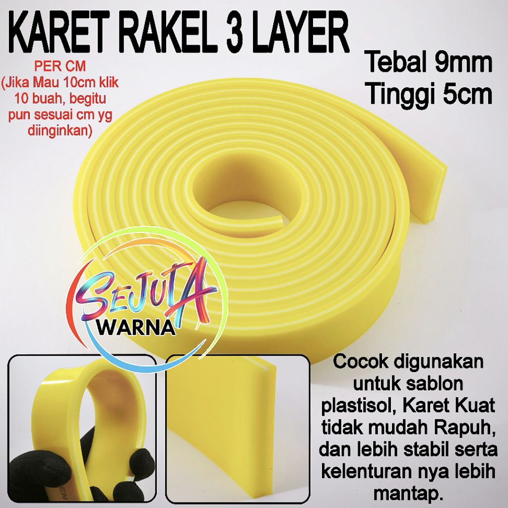 

KARET RAKEL KUNING 3 LAYER KOTAK 9X50MM P. 1METER
