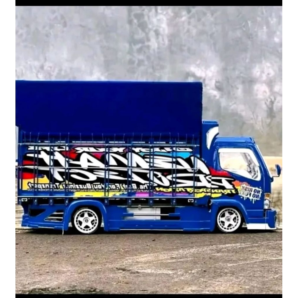 promo miniatur truk oleng biru fariasi full lampu jumbo murah