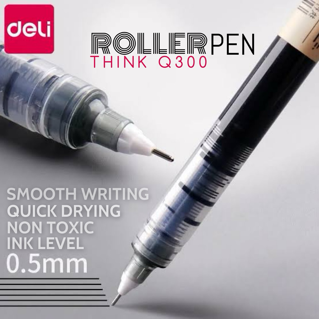 

Roller Pen DELI Think Q300 | needle tip 0.5mm | Quick Drying | ink indicator