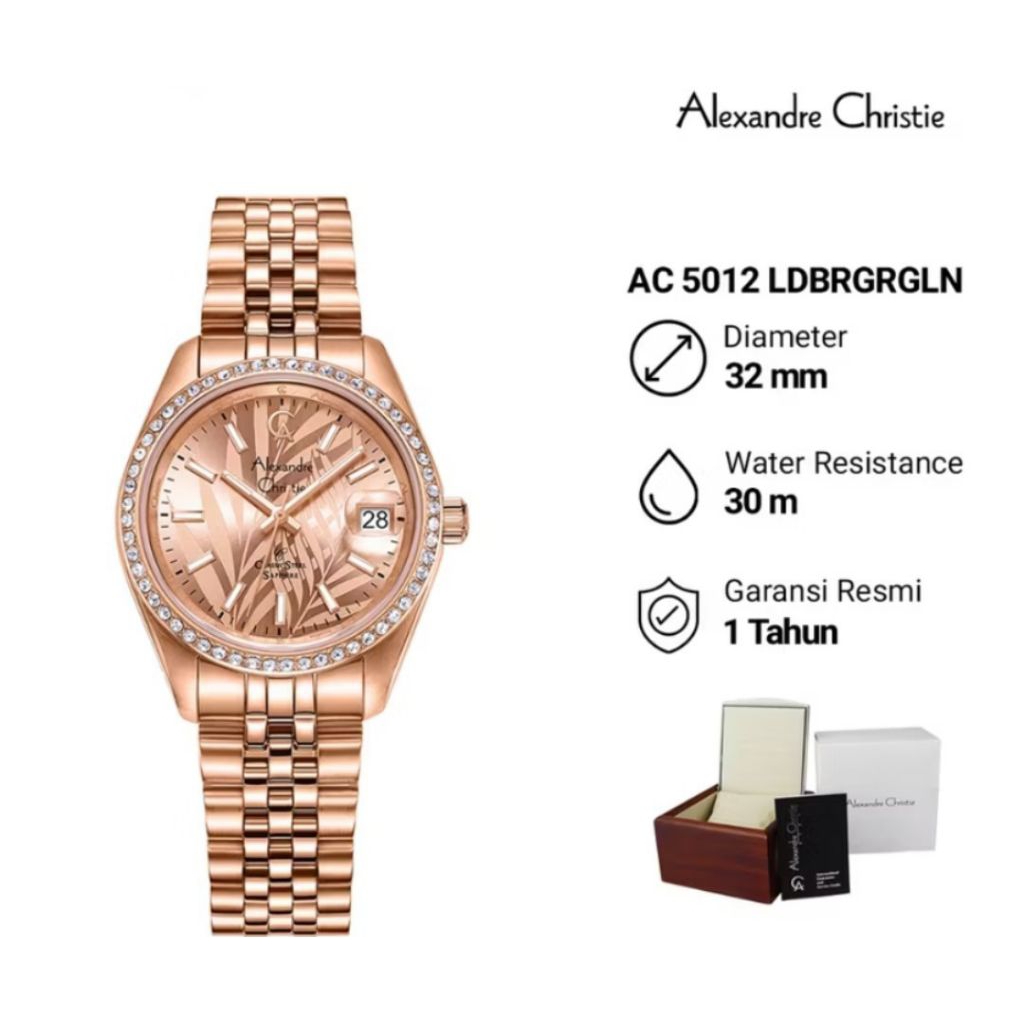 Best Seller Jam Tangan Wanita Alexander Christie AC 5012 LDBRGRGLN Analog Stainless Steel Original