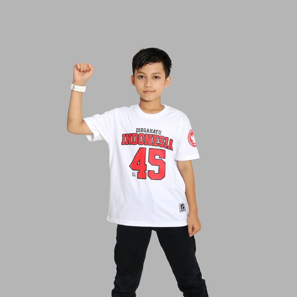 Redbox Kaos Kemerdekaan Anak Tanggung Remaja Junior Usia 9-17 Tahun Cotton Combed 24s Putih PDK '45