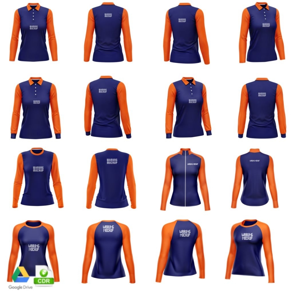 MOCKUP T-SHIRT LS WANITA - COREL DRAW