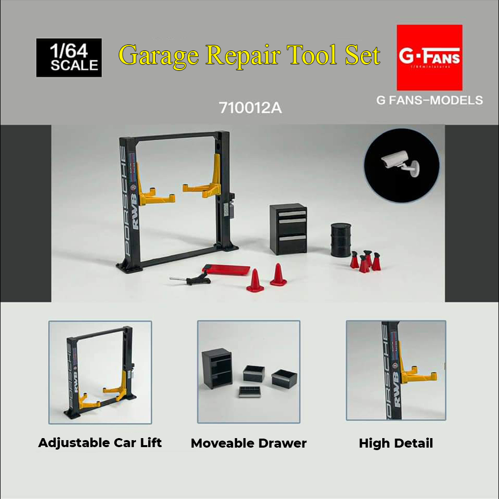 G-Fans Models 1/64 Diorama Diecast Garage Repair Tool RWB Set A