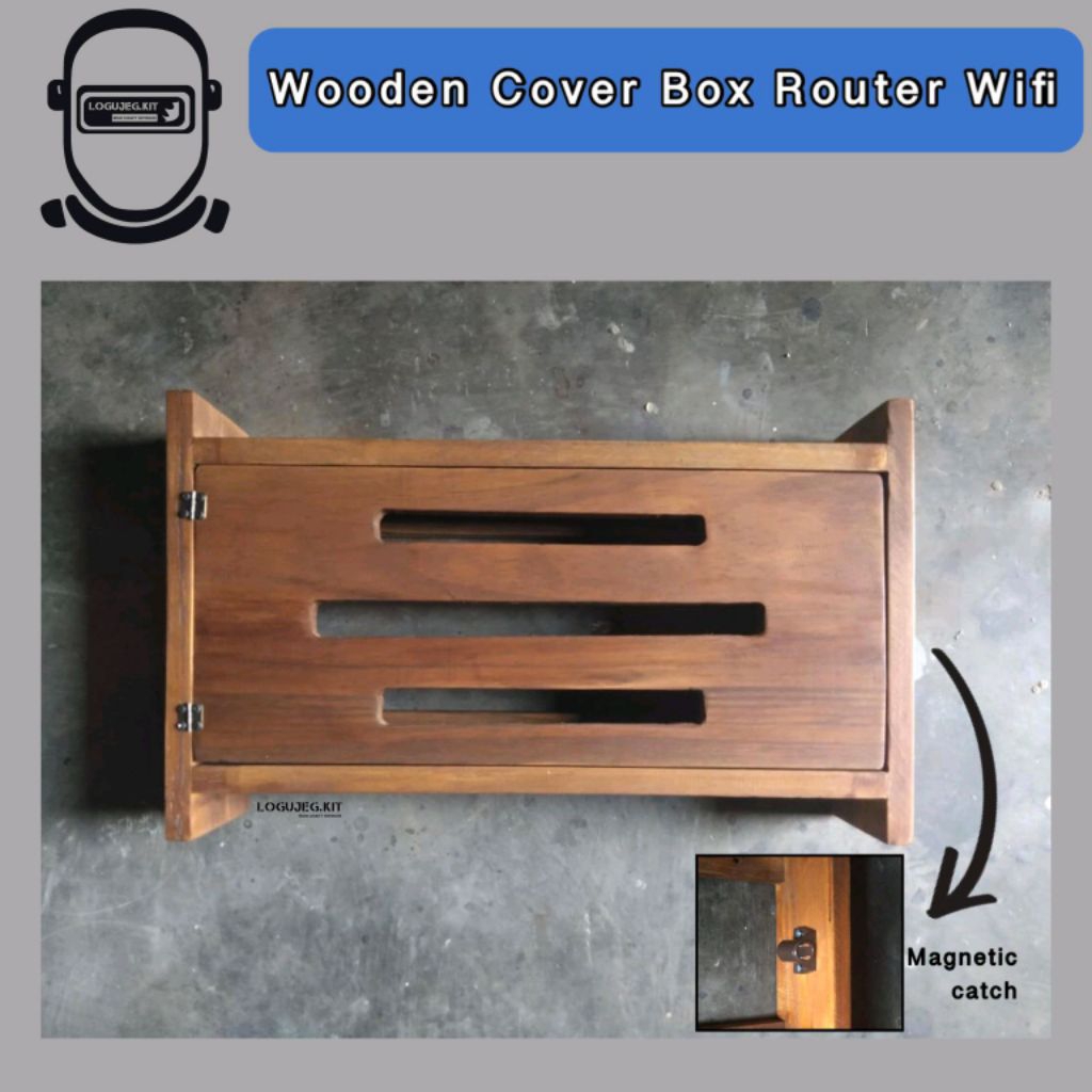 Wooden Cover Box Rak Router Wifi / Kotak Kayu Penyimpan Wifi Router