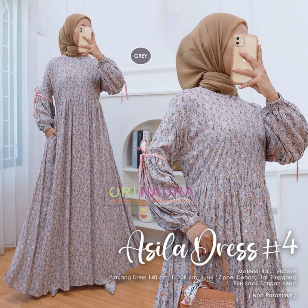 Asila Dress Gamis Rayon Viscouse Premium Original By Orinaura