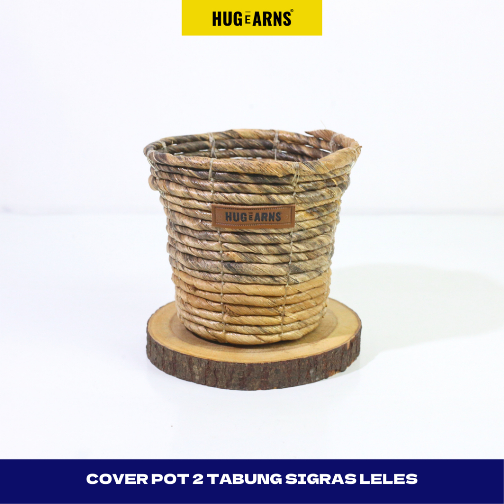 HUGeARNS - Cover Pot 2 Tabung Sigras Leles Anyaman / Cover Pot Anyaman / Cover Pot Anyaman Pot / Cov